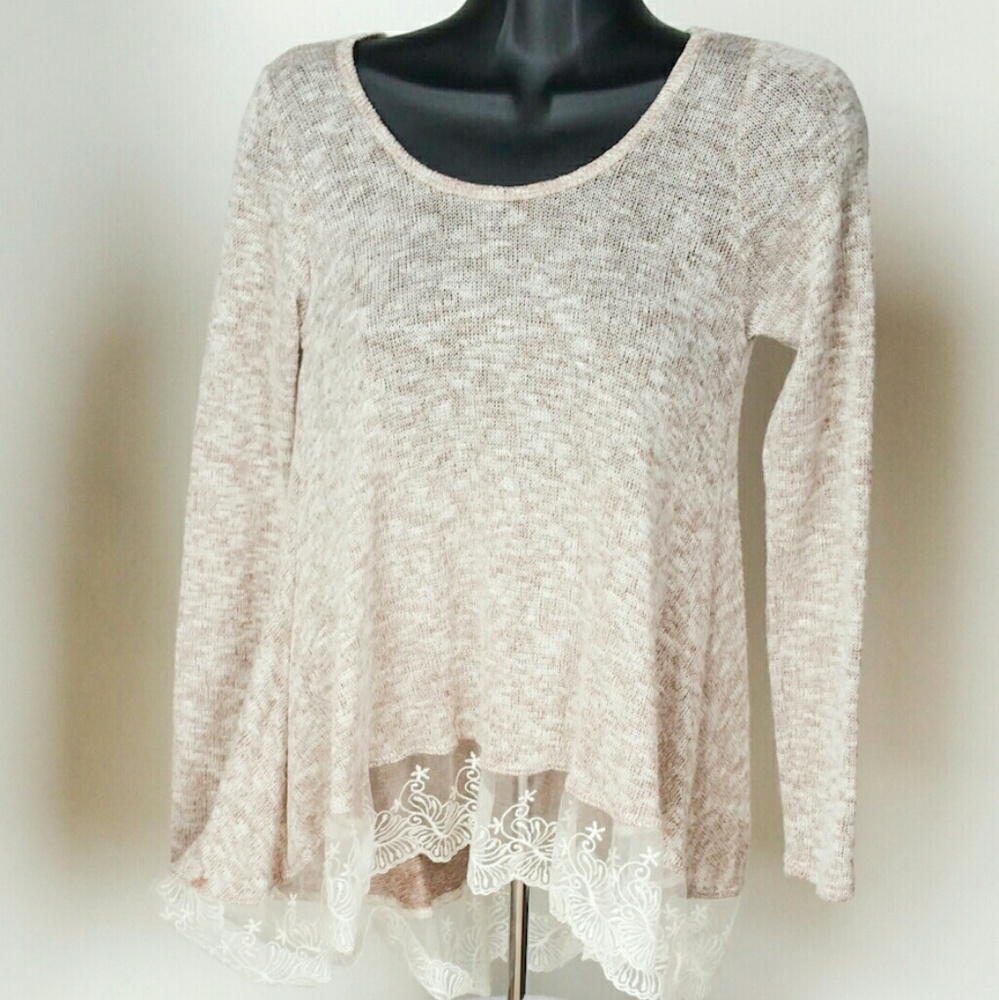 Blue Planet Rayon Blend Lace Hem Sweater